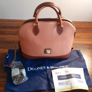 DOONEY & BOURKE Pebble Grain Zip Zip Satchel,Apricot,H9.5"xW5.25"xL12",1lb 13oz